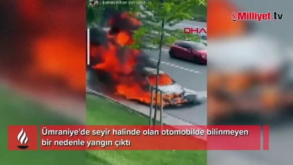 Ümraniye'de seyir halindeki otomobil alev topuna döndü