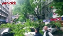 Başkent'te şiddetli fırtına! 3 aracın üzerine ağaç devrildi