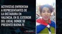 Activistas enfrentan a representantes de la dictadura en Valencia, España.