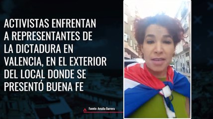 Activistas enfrentan a representantes de la dictadura en Valencia, España.