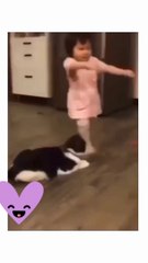 Cute Cat Vs Cute Baby Girl 