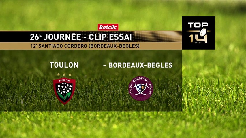 TOP 14 - Essai de Santiago CORDERO (UBB) - RC Toulon - Union Bordeaux  Bègles - Saison 2022-2023 - Vidéo Dailymotion