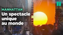 À Manhattan, le soleil s'alignant entre les gratte-ciel forme un spectacle unique