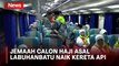 Perdana! Jemaah Calon Haji Asal Labuhanbatu Naik Kereta Api Menuju Asrama Haji