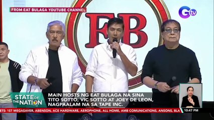 Main hosts ng Eat Bulaga na sina Tito Sotto, Vic Sotto, at Joey De Leon,  nagpaalam na sa Tape Inc. | SONA