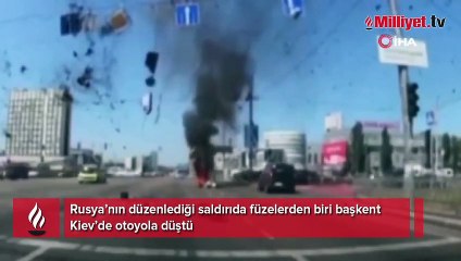 Rus füzesi başkent Kiev’de otoyola düştü