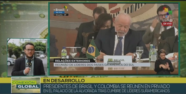 Presidentes de Brasil y Colombia sostienen reunión bilateral tras cumbre suramericana