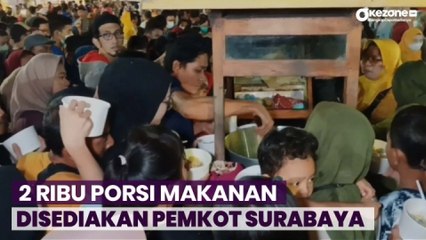 Ribuan Warga Berebut Makanan Gratis saat Perayaan HUT Kota Surabaya