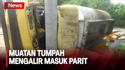 Hindari Kendaraan Lain, Truk Berisi 8 Ribu Liter CPO Terguling di Barito Utara