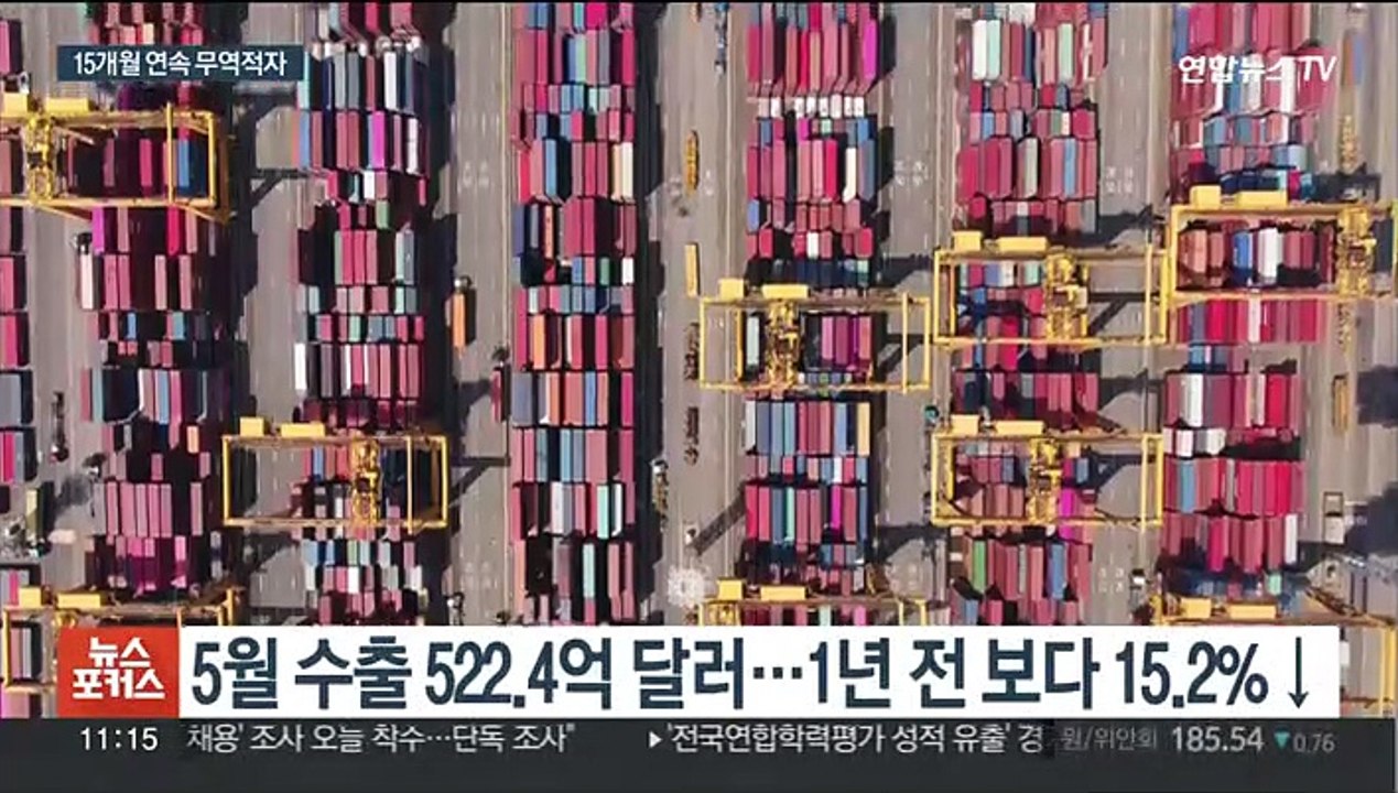 8개월 연속 수출 내리막…15개월째 무역적자