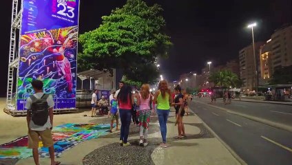 Copacabana Boardwalk at Night   Rio de Janeiro, Brasil   4K 2023-002