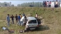 सहारनपुर: अज्ञात वाहन की टक्कर से खाई में गिरी कार, महिला समेत दो की मौत