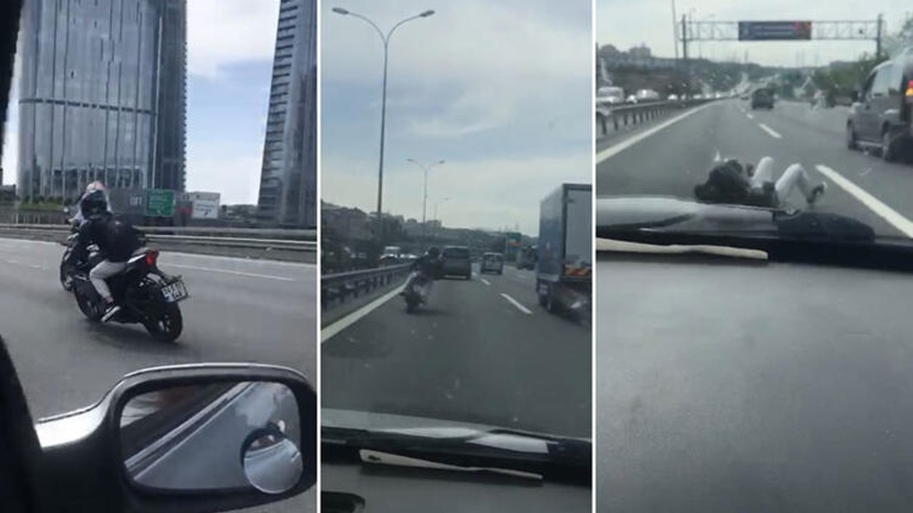 Kağıthane’de makas atan motosikletli zincirleme kazaya neden oldu