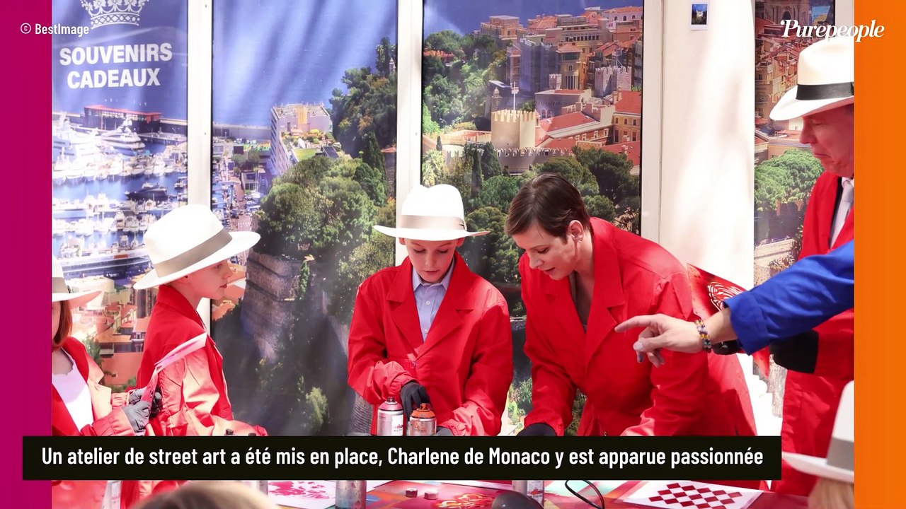 Charlene de Monaco "graffeuse" multipliant les sourires avec Albert et ses jumeaux chapeautés pour le Prince Rainier III