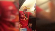 La celebración del Sevilla por la séptima Europa League en el hotel de Budapest