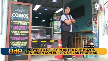 Proyecto de ley propone que meseros se queden con el 100% de propinas