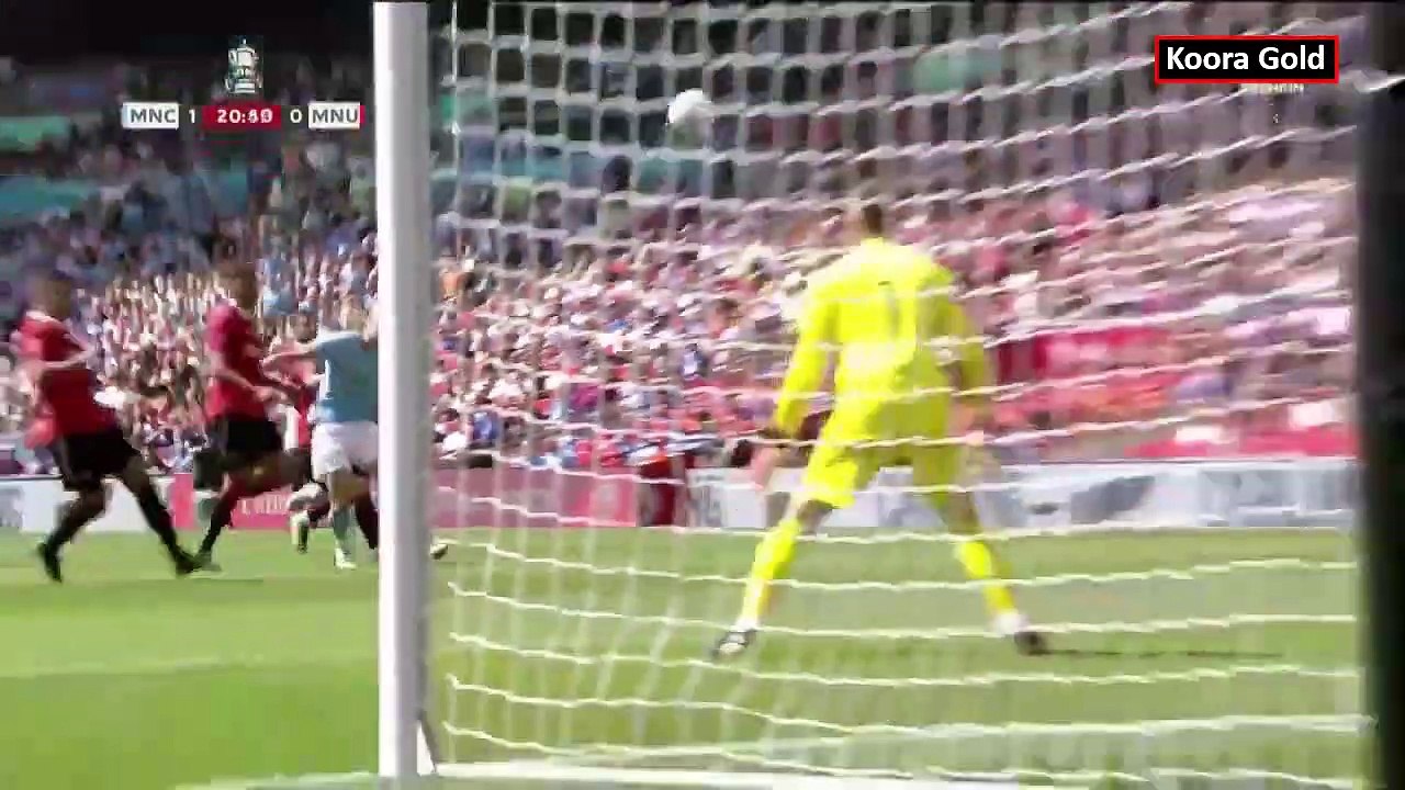 ملخص مباراة مانشستر سيتي ومانشستر يونايتد 2-1 - كاس الاتحاد الانجليزي - اهداف السيتي واليونايتد