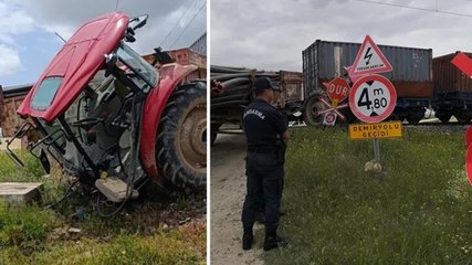 Niğde'de tren, hemzemin geçitte traktöre çarptı: 2 yaralı
