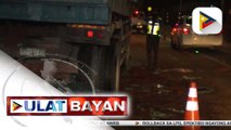 3 motorcycle riders, sumemplang sa EDSA-Santolan dahil sa langis na tumagas  mula sa isang truck