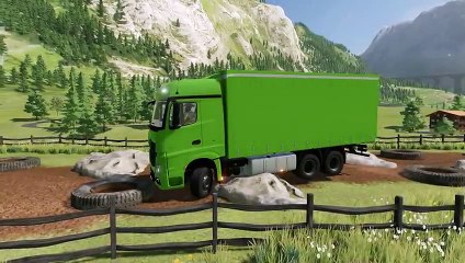 Farming Simulator 22 097 - COLORED MAN vs MERCEDES-BENZ TRUCKS DEATH RUN