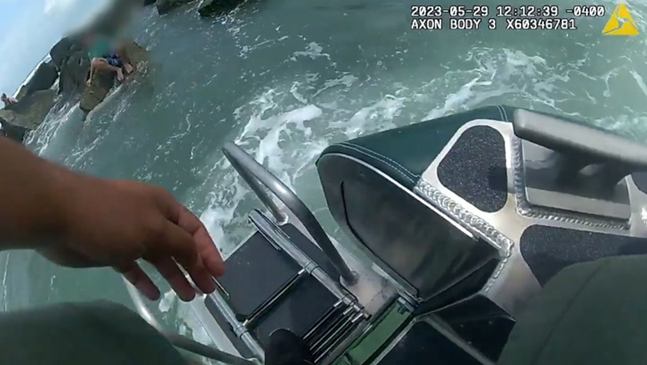 Florida beachgoers rescued after becoming stranded on jetty rocks