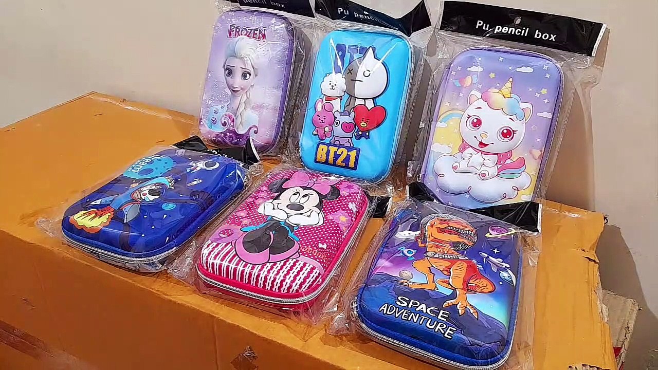 Unboxing and Review of Branded Avengers, frozen Super Hero 3D Embossed Cover Pencil Case with Compartments, Pencil Pouch Box for Kids, School Supply for Students, Stationery Box, Cosmetic Zip Pouch Bag