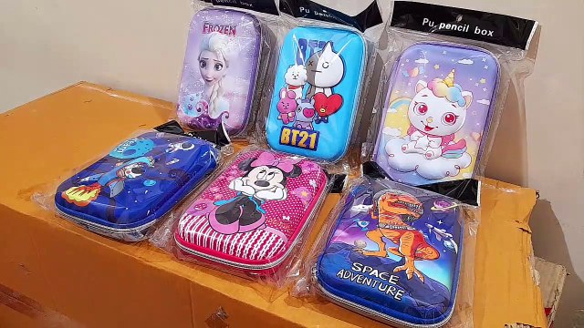 Unboxing and Review of Branded Avengers, frozen Super Hero 3D Embossed Cover Pencil Case with Compartments, Pencil Pouch Box for Kids, School Supply for Students, Stationery Box, Cosmetic Zip Pouch Bag