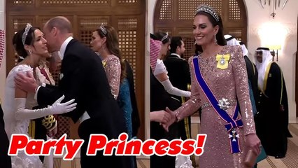 Princess Kate Wore a Shimmering Pink Gown and Her Favorite Tiara for Prince Hussein Wedding