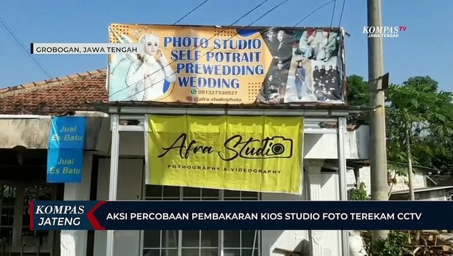 Aksi Percobaan Pembakaran Kios Studio Foto di Grobogan Terekam CCTV