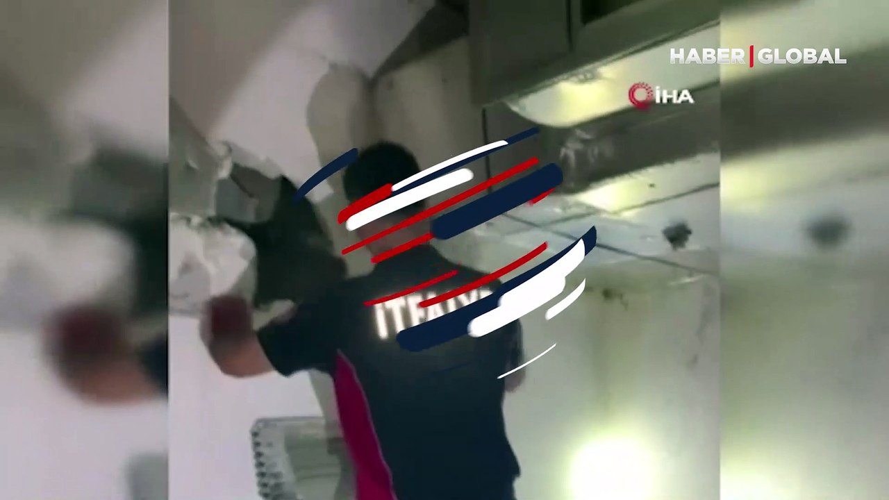 Tokat'ta havalandırma boşluğuna düşen minik ked...