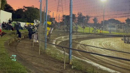 Unbelievable Sprint car crash occurs at Waikaraka Park during the racing tournament