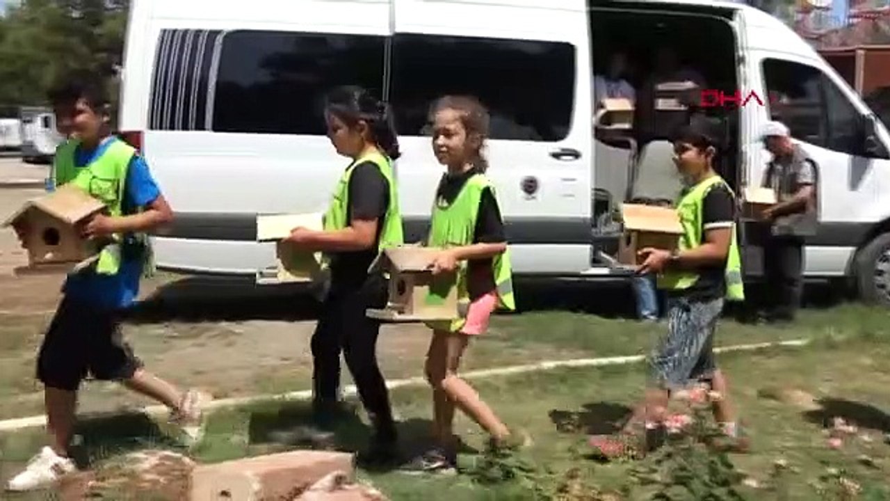 150 nids d'oiseaux en bois installés dans le parc naturel d'Erdemli