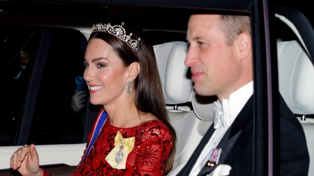 Kate Middleton Wore a Shimmering Pink Gown and Her Favorite Tiara for Prince Hussein and Princess Rajwa's Wedding Reception