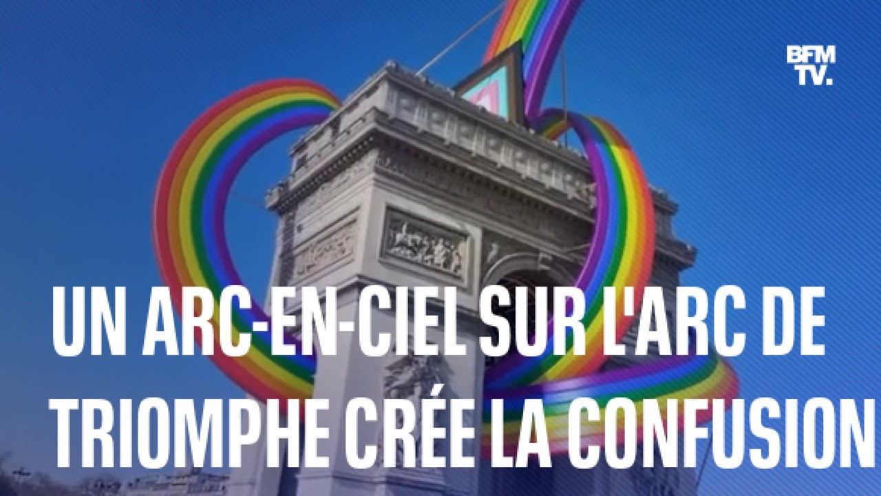 Une vidéo de l'Arc de Triomphe orné d'un immens...