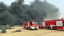 خمسة فرق إطفاء سيطرت على حريق في مردم الإطارات في منطقة السالمي