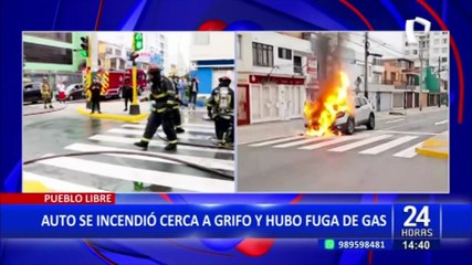 Auto se incendia muy cerca de un grifo en Pueblo Libre