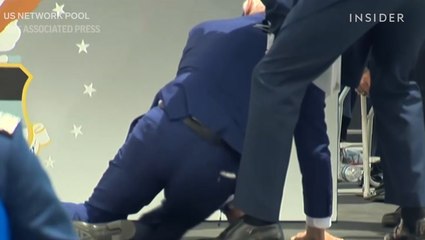 Biden joked he was "sandbagged" after tripping at US Air Force Academy graduation