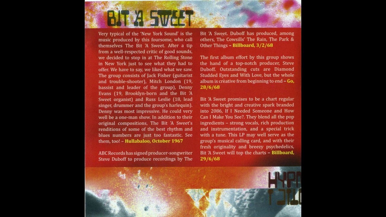 Bit 'A Sweet – Hypnotic I Rock, Garage Rock, Psychedelic Rock, Pop Rock 1968