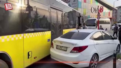 İETT otobüsü yanlış park edilen araçtan dolayı geçemedi