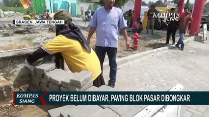 Proyek Rp 700 Juta Tak Kunjung Dibayar, Jalan Paving Blok Pasar Sukowati Sragen Dibongkar!