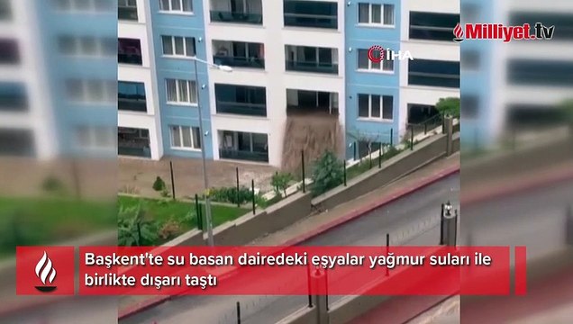 Ankara'da yağmur ve dolu etkili oldu! Caddeleri fareler bastı