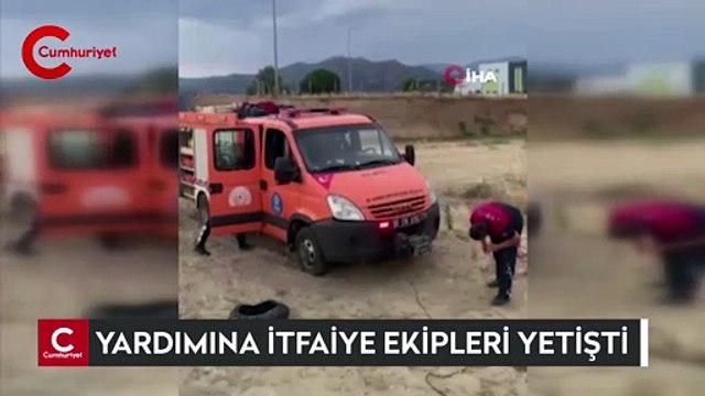 Dağda mahsur kalan köpeğin imdadına itfaiye ekipleri yetişti