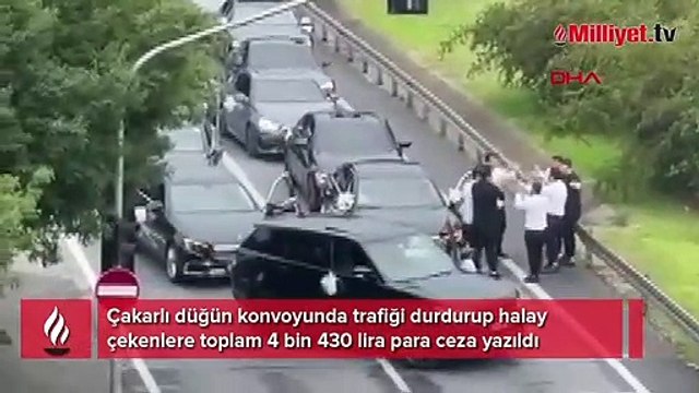 Çakarlı düğün konvoyunda trafiği durdurup halay çekenlere ceza yağdı