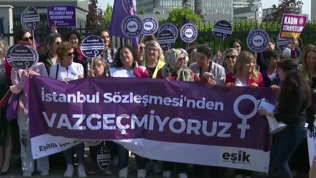 İstanbul Sözleşmesi Davası Danıştay'da.. Kadınlar Danıştay'ın Önünden Seslendi: Kadın Düşmanları Gidecek İstanbul Sözleşmesi Kalacak