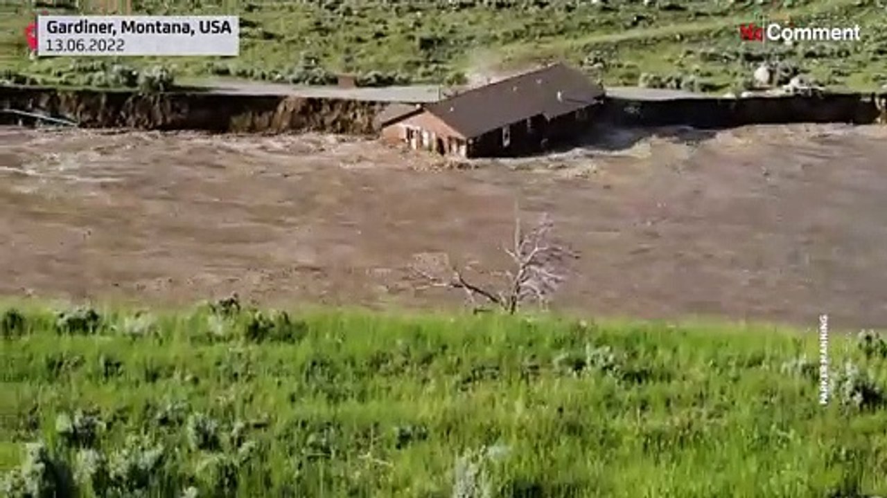 House falls into river near Yellowstone National video Dailymotion
