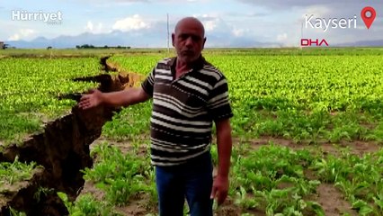 Kayseri'de şiddetli yağmur, ekili arazide 2,5 kilometre yarık oluşturdu