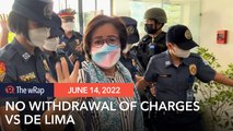 DOJ under Guevarra will not withdraw charges vs De Lima