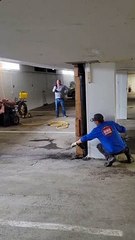 Opening a Sewer Pipe Inside a Garage