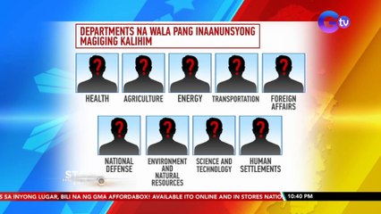 Kalihim para sa sampung kagawaran, bakante pa mahigit 2 linggo bago maupo sa puwesto si pres-elect Marcos | SONA