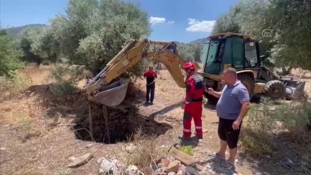 Kuyuya düşen inek itfaiye ekiplerince kurtarıldı